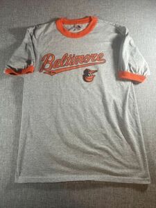 Baltimore Orioles Shirt Large Bird Spellout Orange Gray Augusta Sports MLB Y2K 海外 即決