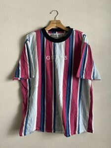 Vintage Guess Originals Los Angeles Vertical Striped T-shirt Men’s Size Large 海外 即決