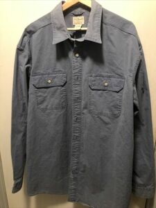 VTG L.L. Bean Blue Heavy Cotton Button-Front Shirt Men's XLT Large Tall 海外 即決