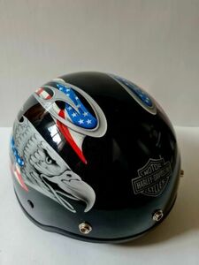 Harley Davidson Vintage Helmet Eagle U.S. Flag Flame Design Size M (O4) 海外 即決