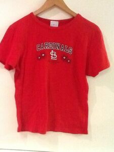 GENUINE LADY SLUGGER 100% Cotton ST. LOUIS CARDINALS Crew Neck T- Shirt-Sz Large 海外 即決