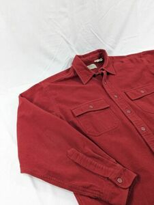 Vintage LL Bean Chamois Flannel Shirt Crimson Red Button Up Long Sleeve L Reg 海外 即決