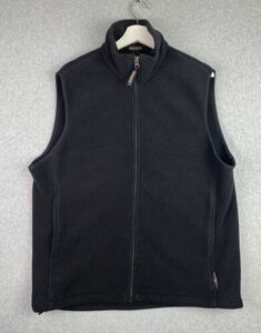 Woolrich Polartec Vest Mens Sz L Tall Full Zip Fleece Black Pockets 海外 即決