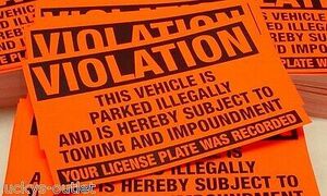 100-Violation Parked illegally Towing Impoundment Warning No Parking Stickers 海外 即決