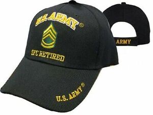 New Black US Army SFC Sergeant First Class Retired Hat Ball Cap Veteran 1st E-7 海外 即決
