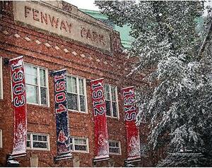 Fenway Park Red Sox UnSignd Jersey Street Facade During Winter Snow Storm Photo 海外 即決