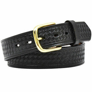 77MF 40 In 3D Western Mens Belt Leather Embossed Weave Brass Tone Buckle Black 海外 即決