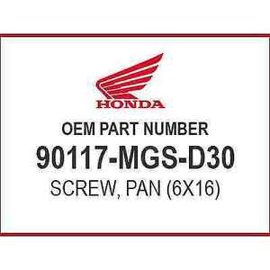 Honda SCREW, PAN (6X16) 90117-MGS-D30 OEM NEW 海外 即決