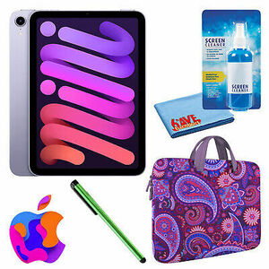 Apple iPad Mini 6 (64GB, Wi-Fi, Purple) Bundle with Purple Paisley Sleeve 海外 即決