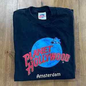 Men’s Planet Hollywood Tee XL Single Stitch Blue Vintage 90s Short Sleeve Tee 海外 即決