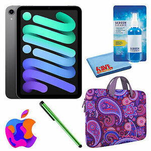 Apple iPad Mini 6 (256GB, Wi-Fi, Space Gray) Bundle with Purple Paisley Sleeve 海外 即決