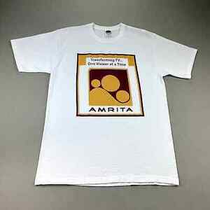 Vintage Television TV T-Shirt Adult Large White Amrita Malayalam India Language 海外 即決