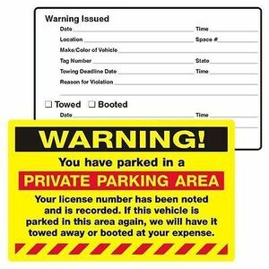 WARNING! PRIVATE PARKING AREA Sticker 8x5 Permanent AdhesivePack of 10 海外 即決