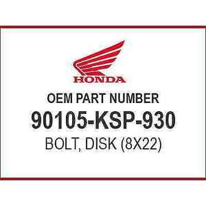 Honda BOLT, DISK (8X22) 90105-KSP-930 OEM NEW 海外 即決