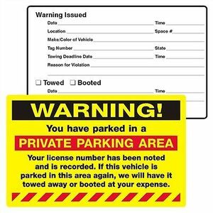 Pack of 50 WARNING! PRIVATE PARKING AREA Sticker 8x5 pk2054fy 海外 即決