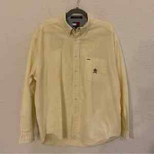 Tommy Hilfiger men’s large vintage yellow long sleeve button down shirt 海外 即決