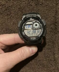 Casio Illuminator 5 Alarms Worldtime AE-1000W (3198) WR100M Mens Watch 海外 即決