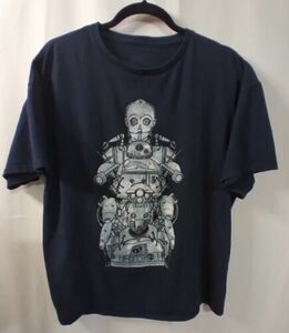 Star Wars Blue Tshirt R2D2 C3PO Droid Collage T-Shirt Mens Large 海外 即決