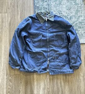 Vintage 60s Wrangler Blue Bell Blanket Lined Denim Barn Coat Chore Jacket Men 44 海外 即決