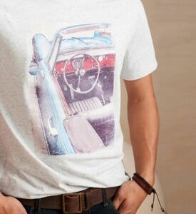 BANANA REPUBLIC Eco Graphic Tee T-Shirt short sleeve gray Vintage Car Size Small 海外 即決