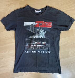 Vintage ESPN ZONE Shirt Men's S Short Sleeves T-Shirt 90's Blk Statue Of Liberty 海外 即決