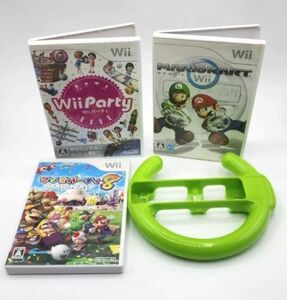 Japanese Lot Wii Party, Mario Party 8 & Mario Kart Wheel All Complete US Seller 海外 即決