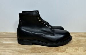 Vtg Knapp USA Leather Black Ankle Boots Motorcycle Steel Toe Military Size 10 海外 即決