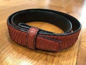 Red Crocodile Alligator Genuine Leather Skin Unisex Belt L 38.5” x w 1-5/12 海外 即決