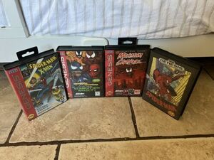 Sega Genesis Spider-Man, Venom, & X-men Games CIB Tested 海外 即決