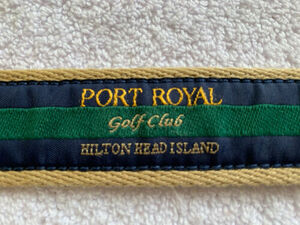 YRI Golf Belt Hilton Head Island SZ 42 Port Royal Golf Club Leather Canvas Brass 海外 即決