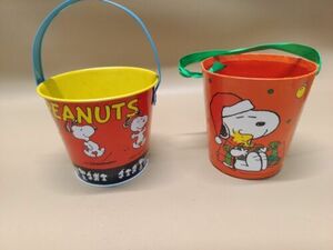 Vintage Metal Snoopy Pale And Paper Pail. A5 海外 即決