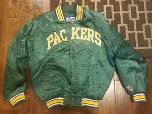 RARE VINTAGE STARTER GREEN BAY PACKERS SATIN SCRIPT JACKET SIZE YOUTH LARGE 海外 即決