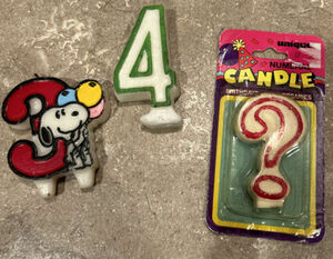 Vintage Hallmark Birthday Candle Peanuts Snoopy Woodstock #3 plus 2 more candles 海外 即決