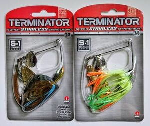 Set of 2 Terminator S1 Super Stainless Spinnerbaits, 3/8 oz, 2 Colors New 海外 即決