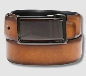 $40 Alfani Men's Brown Black Faux-Leather Reversible Plaque Buckle Belt Size 32 海外 即決