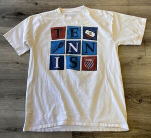 Vintage K-Swiss Tennis Shirt XL 90s Classic Box Logo Graphic 7.0 system FLAW 海外 即決