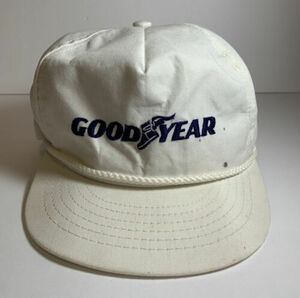 Vtg Goodyear tires hat snapback hat Swingster Made In USA White Gas Auto 海外 即決
