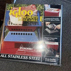 Vintage Igloo Pyromate I Stove/Grill Pyromid Outdoor Cook Sys Stainless SEALED! 海外 即決