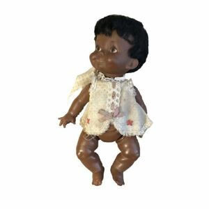 Vintage 1970 Ideal Toys 9" African American Black BELLY BUTTON Baby Doll Works 海外 即決