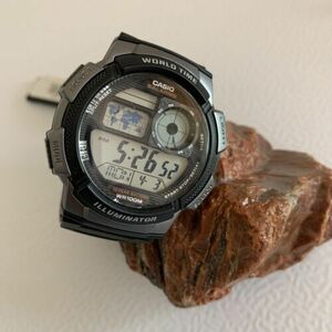 Casio World Time Sport Watch Black Resin Strap AE1000W-1BWT 海外 即決