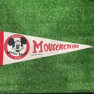 VERY RARE 60's Disney Mickey Mouse Club Member Mouseketeers Pennant Flag Banner 海外 即決