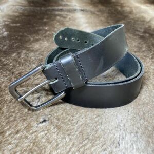 Timberland Belt Mens 42 Black Leather Silver Tone Buckle 海外 即決