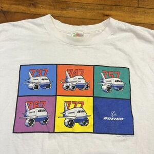 Vintage Boeing T-shirt Airplane 747 767 80s 90s Pop Art Employee Mens Size XL 海外 即決