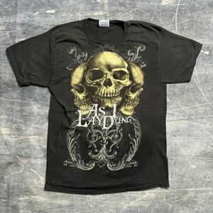 Vintage Y2K As I Lay Dying Grunge Skulls Cyber Metal Rock Band T-Shirt Medium 海外 即決