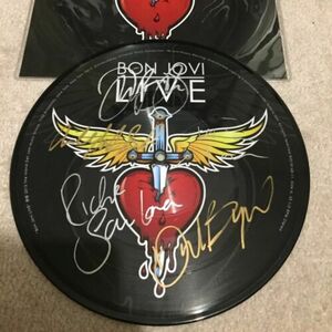 Bon Jovi SIGNED バイナル Record Autograph Jon Richie Sambora Alec Tico David Photo 海外 即決