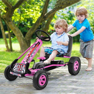 4 Wheels Kids Ride On Pedal Powered Bike Go Kart Racer Car Outdoor Play Toy-Pink 海外 即決