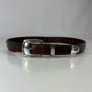 PGA TOUR Studded Brown Oil Tanned Leather Golf Belt - Men's Size 30 海外 即決