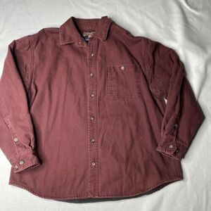 Duluth Trading Co Mens XL Red Denim Canvas Fleece Lined Snap Up Workware Jacket 海外 即決