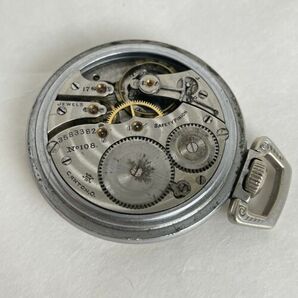 Antique Hampden Pocket Watch No 108 17 Jewel Silver Tone Works RUNS Great 海外 即決の画像8