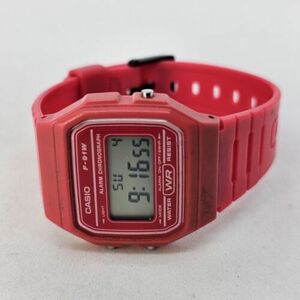 Retro CASIO F-91W 36MM Case Digital Watch Hot Pink Case Strap Alarm Chronograph 海外 即決